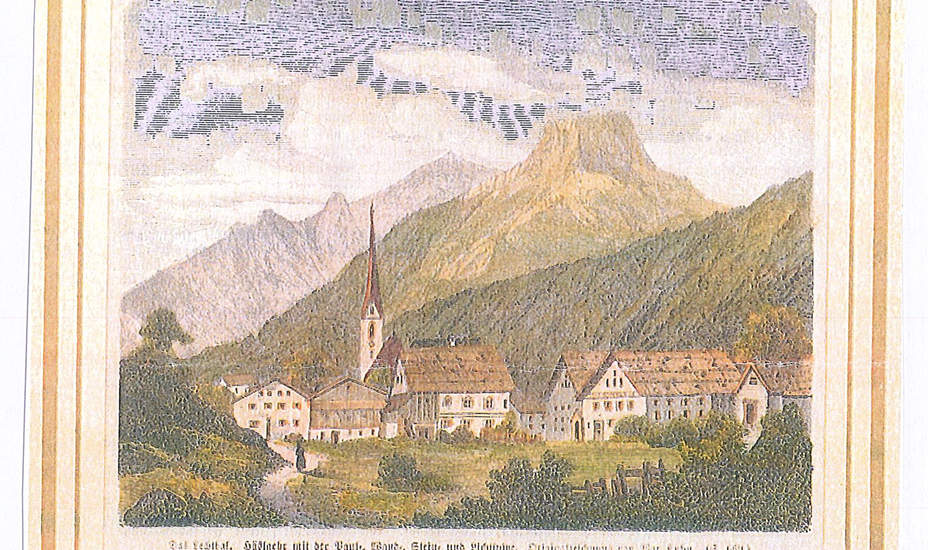 Zeichnung Lechthal Häslgehr vom Künstler Max Kuhn